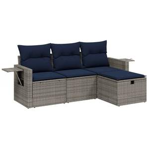 Set Divano da Esterno in Polyrattan Grigio con Cuscini - Arredamento Durevole per Patio - Product Image 4