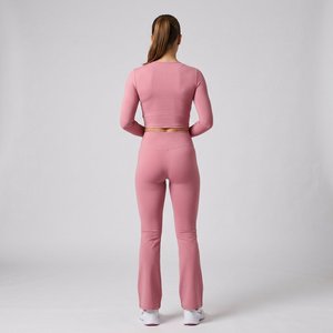 Women Custom Logo Solid Wide Yoga Set <b>Leggings</b> 2 Piece Suit Running Fitness Comfortable Sportswear - Product Image 6
