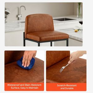 <b>Bar</b> <b>Stools</b> Set of <b>2</b> with Backrest, PU Leather Counter Height <b>Bar</b> Chairs with Footrest, Metal Frame for Kitchen Island Home <b>Bars</b> - Product Image 4
