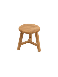 Tabouret rond en bois massif avec finition naturelle et structure de support robuste, idéal pour les restaurants, hôtels et cafés modernes - Product Image 6