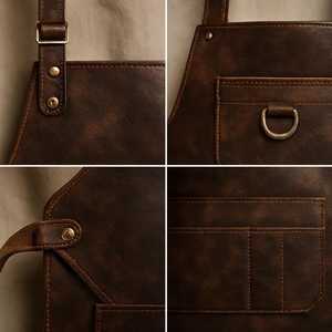 Heavy Duty Leather <b>Apron</b> for <b>BBQ</b> Grill Kitchen Heat Resistant Bulk Wholesale Supplier Vintage Handmade Leather <b>Apron</b> LPN-0301 - Product Image 4