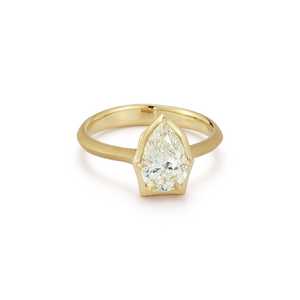 Bague de fiançailles en diamant de laboratoire taille poire, or massif 14K 18K, monture à griffes matifiées, solitaire, pour femme, vente en gros - Product Image 1