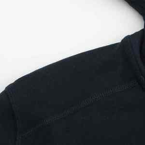 Sudadera con capucha térmica de manga larga con cremallera de 1/4, color azul marino, de mezcla de lana merino teñida lisa, para hombre, ideal para otoño. - Product Image 4