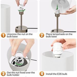 Lampada da Tavolo in Lino Dimmerabile a 3 Livelli con Porte di Ricarica USB A+C, Piccola Lampada da Comodino con Controllo Touch e Presa AC - Product Image 3