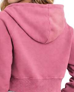 Custom <b>Womens</b> Cropped Zip Up Hoodie <b>Pink</b> Color Long Sleeve Hooded Sweatshirt Casual Streetwear Fitness Jacket Winter Fashion <b>Top</b> - Product Image 6