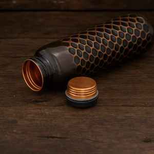 Copper Water <b>Bottle</b> With Honeycomb Pattern Vintage Design Portable Travel Drinkware Lids Included design print pattern Direct - Product Image 6