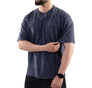 Camisetas Vintage Personalizadas al por Mayor, Camisetas Oversize Lisas con Lavado Ácido, Camisetas de Algodón Grueso con Lavado Ácido para Hombre - Product Image 2