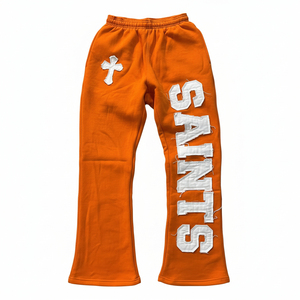 Pantalones Deportivos de Lona Negra para Hombre, Estilo Saints, Color Sólido, con Bordado Personalizable, Cintura Elástica, Corte Acampanado, Peso Medio - Product Image 4