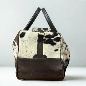 Oval Cowhide Leather Duffle Bag With Double Handle Zipper Closure Unisex Fashionable Travel Daypack 20-36L Capacity - Product Image 5