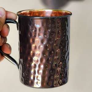 Mug à Moscow Mule en cuivre massif fait main, 16 oz, finition martelée antique, idéal pour les cocktails, la bière, les cadeaux, les fêtes, le bar à domicile - Product Image 1