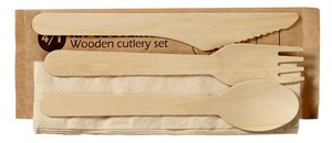 Juego de cubiertos de madera desechables biodegradables y compostables totalmente naturales KEGO 100%, utensilios para fiestas - Product Image 2