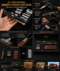 มีดโกนหนวดตรง JRL Gold Manual สแตนเลสสตีล คุณภาพสูง พร้อมบริการสกรีนโลโก้ บรรจุภัณฑ์สีตามสั่ง - Product Image 5
