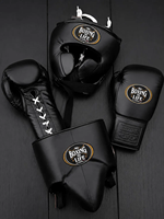 Gants de boxe MMA No Boxing No Life, gants de boxe Sanda, protège-tête, protège-glandes, en cuir véritable, lacés, respirants, anti-humidité pour adultes