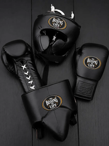 ถุงมือชกมวย MMA ยี่ห้อ No Boxing No Life ถุงมือชกมวยซานด้า อุปกรณ์ป้องกันศีรษะ อุปกรณ์ป้องกันอวัยวะเพศชาย สำหรับผู้ใหญ่ ทำจากหนังแท้ ระบายอากาศได้ดี ซับเหงื่อ - Product Image 1