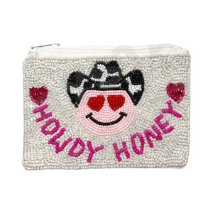 Pochette à monnaie perlée Howdy Honey Heart Seed Portefeuille à perles de rocaille personnalisé Beau cadeau de maman-Conception de coeurs pour filles - Product Image 1