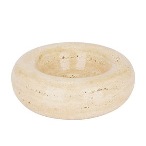 Bol en pierre de travertin beige, plat rond en marbre pour service à table et décoration intérieure, prix de gros, en vente - Product Image 1