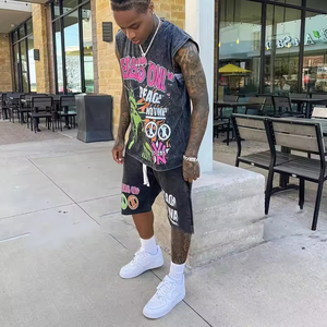 Custom <b>Heat</b> Transfer Printed Sleeveless T-Shirt and Shorts Set with Custom Logo Polyester/Cotton Quick Dry Summer Casual Wear - Product Image 6