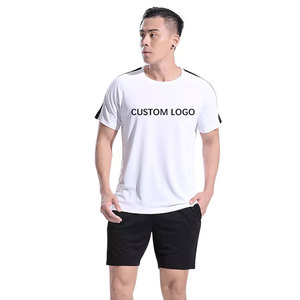 Conjunto de camiseta y pantalones cortos casuales para hombre, con diseño de estampado por sublimación de patrón sólido, cintura elástica, transpirable y hecho a medida. - Product Image 4
