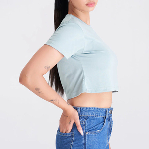 Latest Design Women's 100% Cotton <b>Crop</b> <b>Tops</b> High Quality Streetwear T-Shirts Wholesale Price for Sale Women's <b>Crop</b> Shirt - Product Image 3