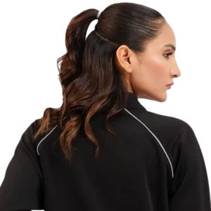 Chaqueta Deportiva Casual para Mujer, Negra, con Cierre Completo, Cuello Alto, Manga Larga, Ribete en Contraste, Bolsillos Laterales, Ligera - Product Image 4