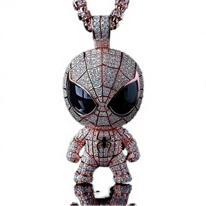 Colgante de dibujos animados de Spiderman, joyería Hip Hop, chapado en oro, plata de ley 925, moissanita VVS de color D con corte brillante, GRA - Product Image 3