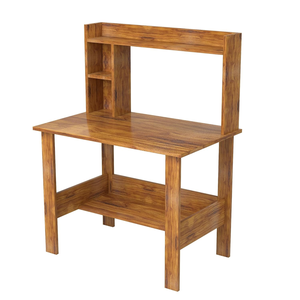 Bureau d'étude moderne en bois avec huche et rangement inférieur, poste de travail pour ordinateur portable, table d'écriture pour bureau à domicile ou étudiant - Product Image 4