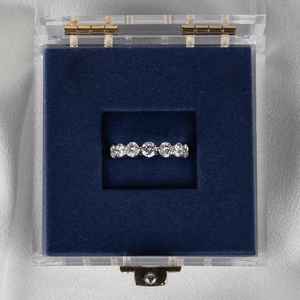 Bague de fiançailles et de promesse unisexe en or blanc 14 carats avec diamants ronds brillants cultivés en laboratoire, sertis sur toute la surface, pour la mariée - Product Image 5