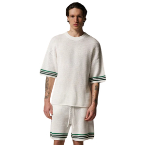 <b>Men</b> V-neck Regular Fit Formal Short Sleeve Breathable Eco-Friendly Cotton <b>Mesh</b> T Shirt <b>Top</b> Wholesale OEM Custom Factory - Product Image 1