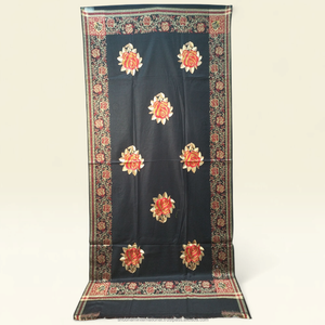 Black and Ivory <b>Pashmina</b> Shawl with Elegant Paisley Pattern and Traditional Border for Winter <b>Wedding</b> Wear - Product Image 5