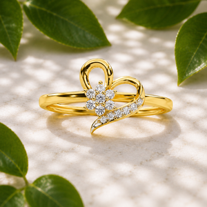 Anillo de Diamantes en Forma de Corazón, Oro Amarillo de 14K, Diamante Redondo Cultivado en Laboratorio, Anillo de Promesa o Aniversario para Mujer, Joyería Fina - Product Image 1