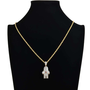 Collar con Colgante de Astronauta de Moissanita, Joyería Hip Hop Iced Space Explorer, Tono Dorado, Regalo Streetwear - Product Image 2