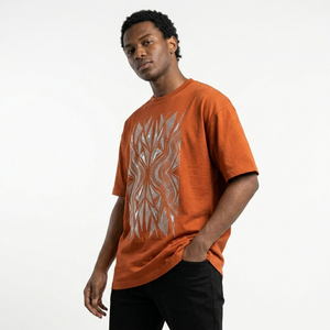 Men's Streetwear Luxury Front Rhinestone Geometric Design Regular Fit Breathable Short Sleeve Cotton Casual Fashion T-<b>Shirt</b> - Product Image 2