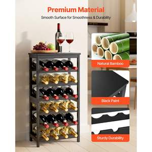 24-Bottle Detachable Black <b>Wine</b> Rack 6-Tier <b>Wine</b> <b>Holder</b> for Kitchen Dining Living Room Free Standing Floor Display Table Top - Product Image 6