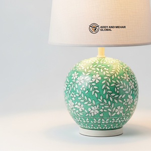 Modern Bone Inlay Round <b>Table</b> <b>Lamp</b> Aesthetic Floral Inlay Ginger Jar Light High-End Handicraft Accent <b>Lantern</b> with Custom - Product Image 3