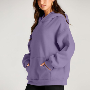 Sweat à capuche oversize à épaules tombantes et manches longues avec poches kangourou – Prix compétitif – Coupe ample pour femme - Product Image 4