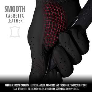 Gants de golf professionnels - Gants de golf en cuir de qualité supérieure - Adhérence maximale - Blanc - Noir - Product Image 3