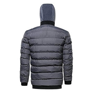 Men's Black Varsity Puffer Jacket Waterproof Breathable Winter Casual Lightweight <b>Covered</b> <b>Button</b> Closure Warm 100% Polyester - Product Image 1