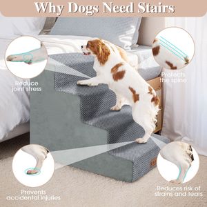 Escalier pour animaux de compagnie pour lit et canapé, pour chiens et chats âgés, avec housses amovibles et lavables, et base antidérapante pour chiens - Product Image 5