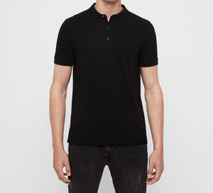 Camisa de Manga Corta para Hombre, Color Negro Sólido, Corte Regular, Informal, Tejido de Punto 100% Algodón, Transpirable, Antiencogimiento, Cuello Clásico - Product Image 2