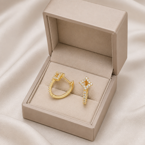 Pendientes de Aro Hechos a Mano con Diamantes Naturales y Baño de Oro de 10K, Diseño Elegante y Moderno para Uso Diario, Joyería para Mujer, Ideal para Fiestas - Product Image 5