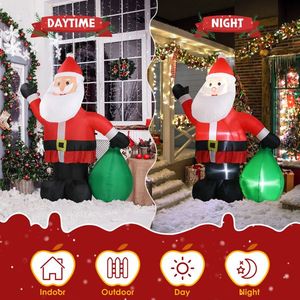 Borsa Regalo Gonfiabile di Babbo Natale in PVC da 6 Piedi, Divertente Decorazione Natalizia Illuminata per Giardino - Product Image 5