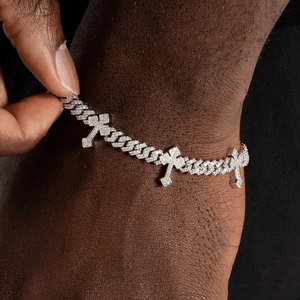 Bracelet unisexe en argent 925 avec pendentif croix en moissanite, style hip-hop, tendance, plaqué argent, à porter au quotidien - Product Image 3