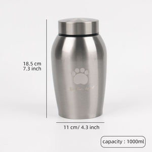 Urna para Mascotas de Acero Inoxidable de 1000 ml, Recipiente Conmemorativo para Cenizas de Perros con Grabado de Huella, Diseño Rectangular Moderno, Metal Duradero - Product Image 2