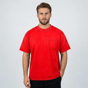 Camiseta de punto oversize para hombre, estilo streetwear, con hombros caídos, lavado ácido, color liso, 100% algodón, peso pesado, vintage, con logotipo personalizado, OEM, venta al por mayor, envío rápido - Product Image 4