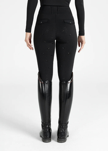 Leggings de equitación para mujer con logo personalizado, asiento de silicona, panel de malla, elásticos, pantalones de entrenamiento, diseño personalizado, carreras, OEM - Product Image 5