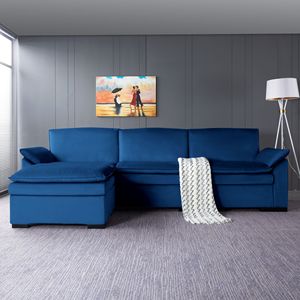 Divano Componibile Blu Navy 117.7 con Pouf per Soggiorno - Product Image 1