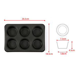 Moule à muffins classique à 6 cavités, revêtement antiadhésif double face, acier au carbone robuste, compatible four, plaque de cuisson pour usage domestique et commercial - Product Image 6