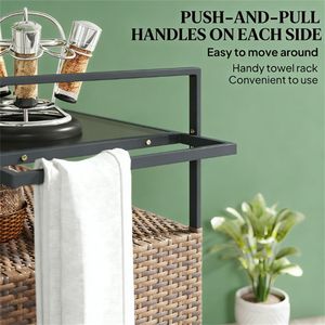 Chariot de service de bar extérieur en rotin avec étagère de rangement – Produit polyvalent et durable - Product Image 4