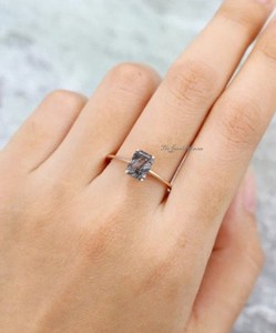 925 Sterling <b>Silver</b> Classic <b>Emerald</b> Cut Black Rutilated Gemstone <b>Ring</b> Elegant Fine Jewelry for Engagement Anniversary Gifts - Product Image 1
