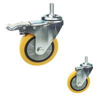 Vente en gros en Stock usine PU jaune industriel pivotant verrouillage moyen Duty roulette pour chariots